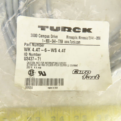 Turck WK 4.4T-6-WS 4.4T Euro-Fast Double Ended Right Angle Cordset 250V 6.0m L
