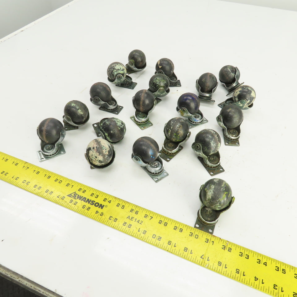 2" Spherical Ball Casters W/2" x 1-1/4" Plate Lot Of 19