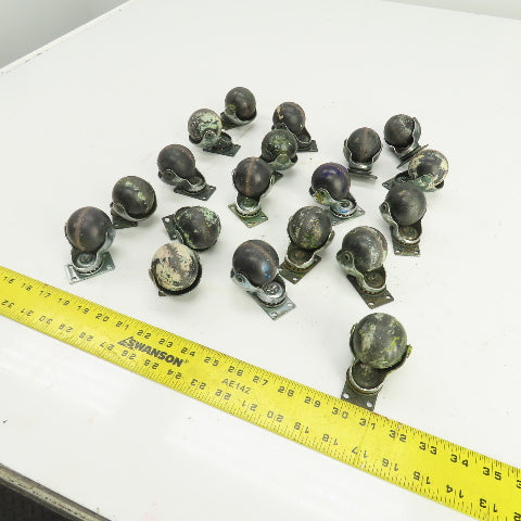2" Spherical Ball Casters W/2" x 1-1/4" Plate Lot Of 19