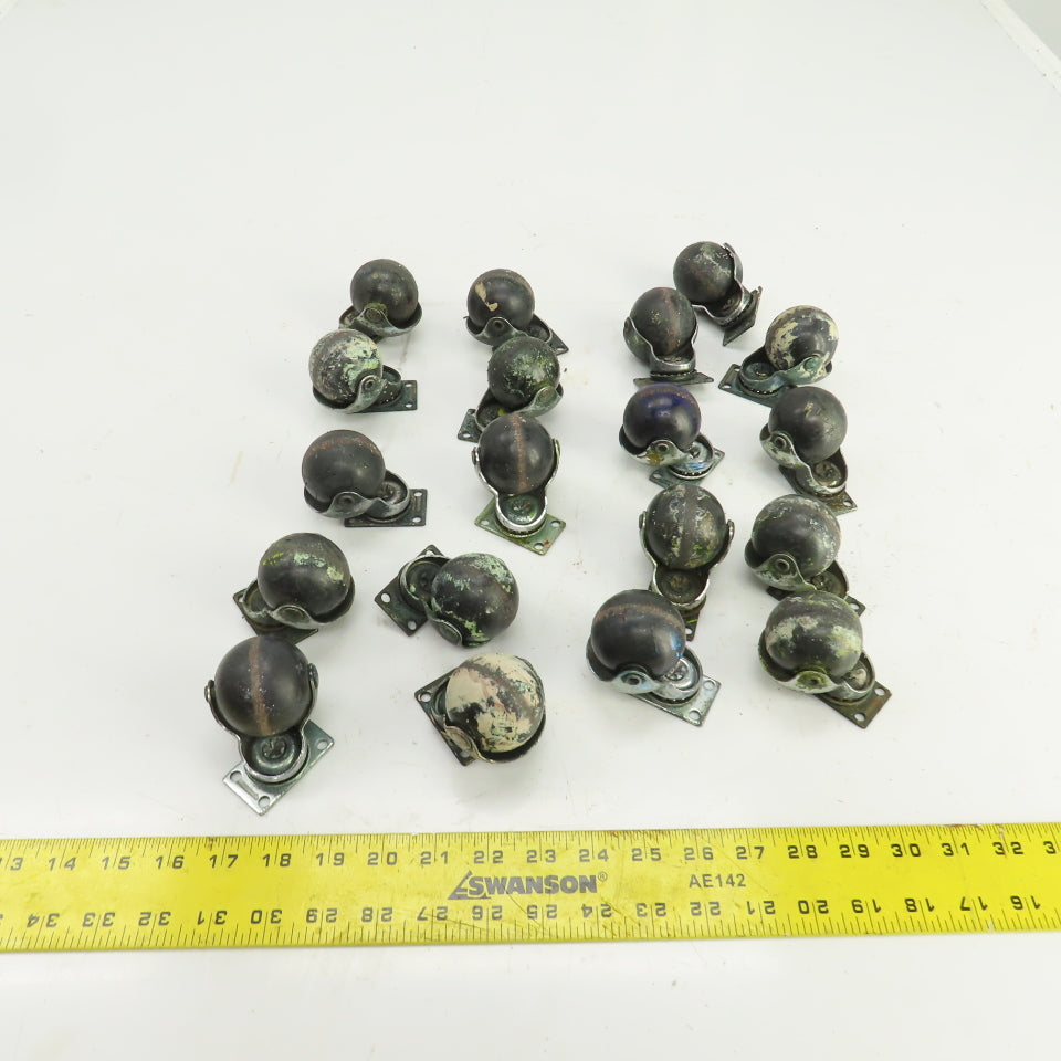 2" Spherical Ball Casters W/2" x 1-1/4" Plate Lot Of 19