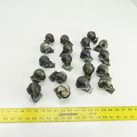 2" Spherical Ball Casters W/2" x 1-1/4" Plate Lot Of 19