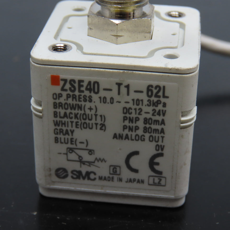 SMC ZSE40-T1-62L 10-101.3kPa Vacuum Pressure Switch 12-24VDC 1/8" Port 4mm