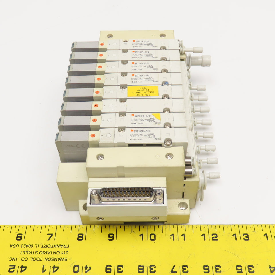 SMC SMC SV2100R-5FU Single Solenoid 8 Valve Bank 24VDC