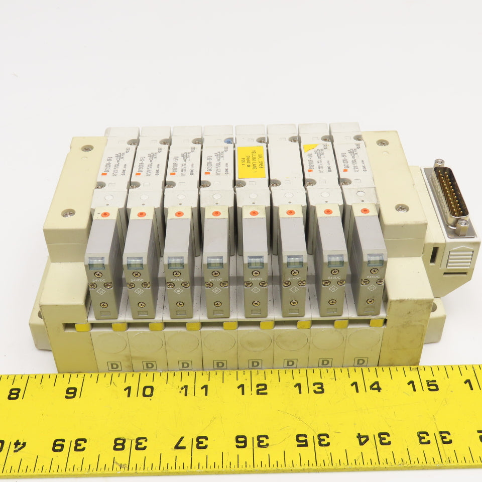 SMC SMC SV2100R-5FU Single Solenoid 8 Valve Bank 24VDC