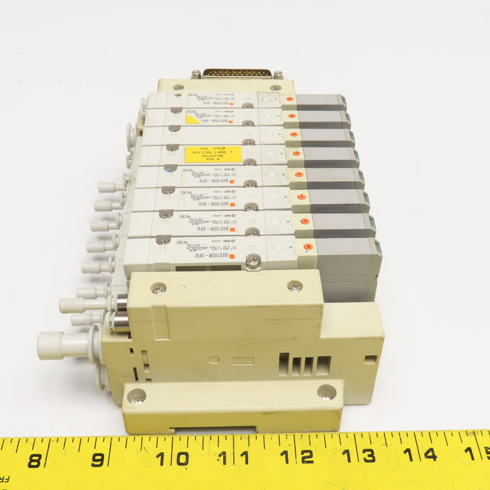 SMC SMC SV2100R-5FU Single Solenoid 8 Valve Bank 24VDC