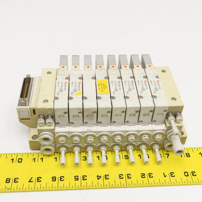 SMC SMC SV2100R-5FU Single Solenoid 8 Valve Bank 24VDC