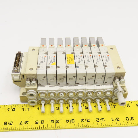 SMC SMC SV2100R-5FU Single Solenoid 8 Valve Bank 24VDC