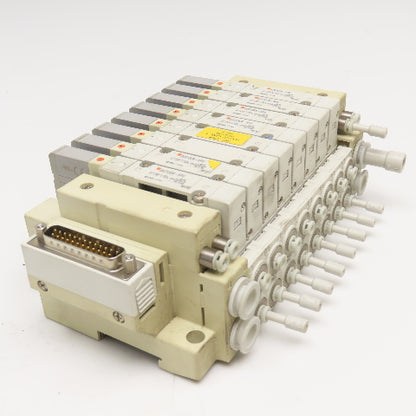 SMC SMC SV2100R-5FU Single Solenoid 8 Valve Bank 24VDC