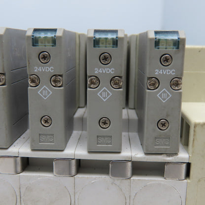 SMC SMC SV2100R-5FU Single Solenoid 8 Valve Bank 24VDC
