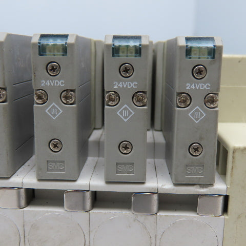SMC SMC SV2100R-5FU Single Solenoid 8 Valve Bank 24VDC