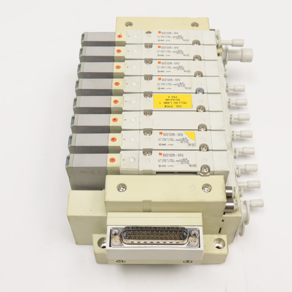 SMC SMC SV2100R-5FU Single Solenoid 8 Valve Bank 24VDC