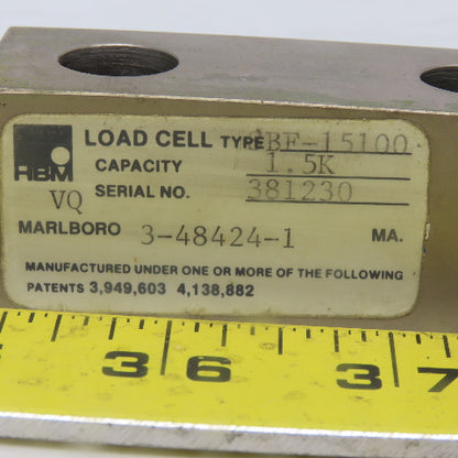 HBM 3-48424-1 Type BF-15100 1.5K 2500 LB Capacity Load Cell / Weighing Sensor