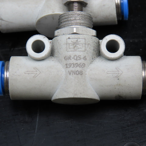 Festo GR-QS-6 6mm Push To Connect Inline Pressure Regulator Flow Control Lot/4