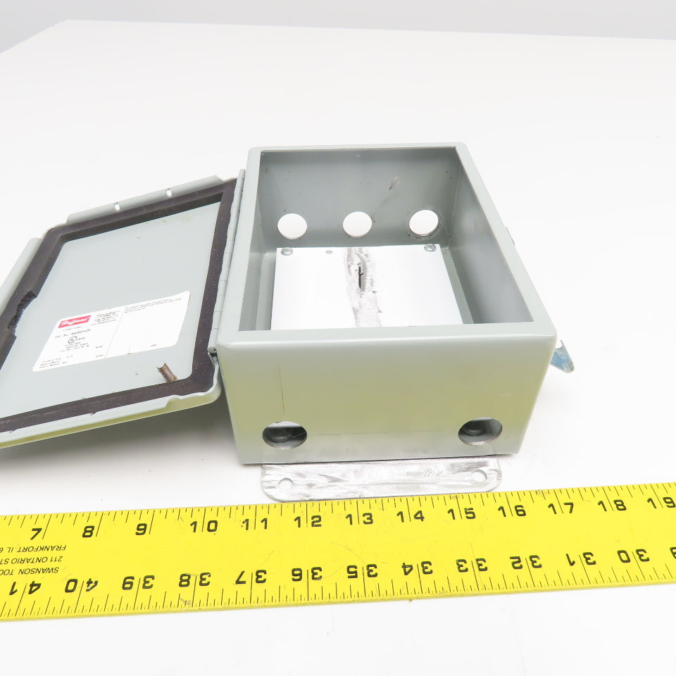 Hoffman A806CHQR 8" x 6" x 3-1/2" Deep Electrical Enclosure Type 12,13 W/ Plate