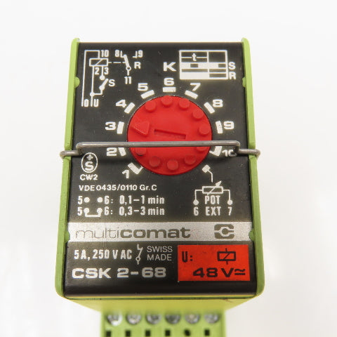 Multicomat CSK 2-68 5A 250VAC Timing Relay 48VAC Coil