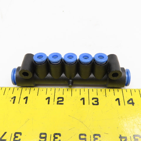 Festo 12 Port Push To Connect Manifold Inlet Port 5/16" 10 Port Outlet 5/32"
