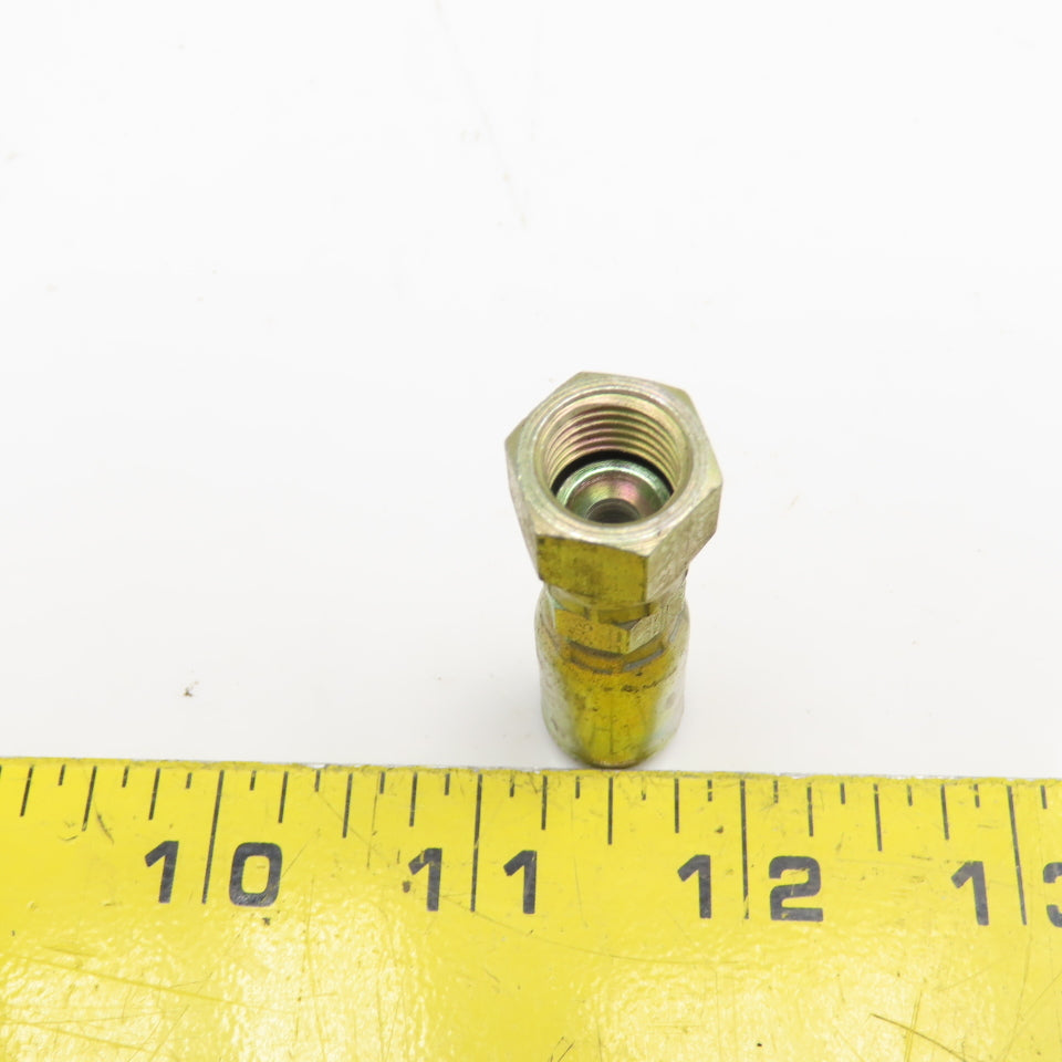 7/16"-20 (-4) JIC Female Swivel x 1/4" Crimp Hydraulic Hose Fitting