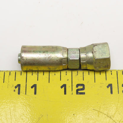 7/16"-20 (-4) JIC Female Swivel x 1/4" Crimp Hydraulic Hose Fitting