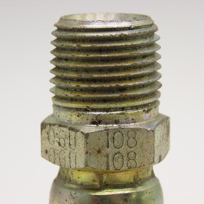 1/2"-14 (-8) NPSM Male Non Swivel x 3/8" (-6) Hose Crimp Hydraulic Fitting