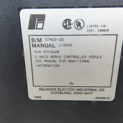 Reliance Electric 57C422B 2Axis Servo Controller Module Card PLC