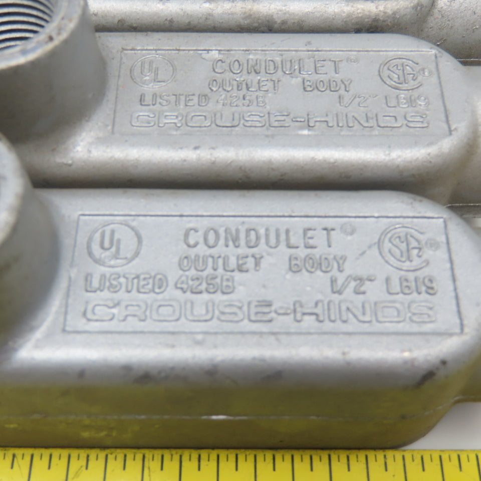 Crouse Hinds LB19 1/2" Condulet Outlet Body LB Threaded Hub Lot Of 3