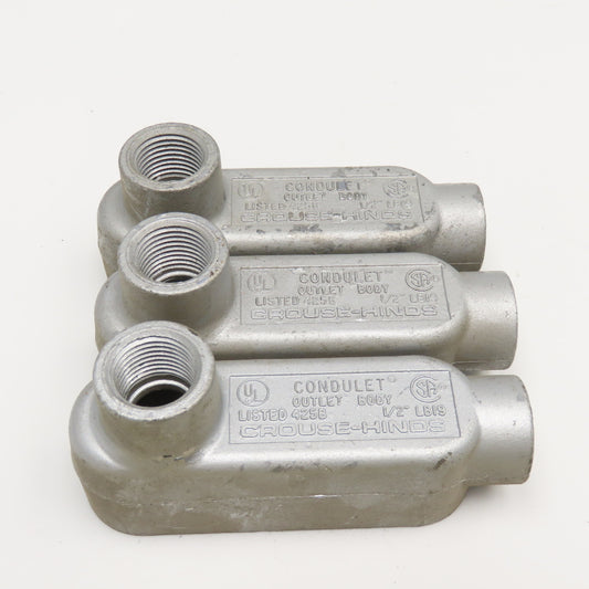 Crouse Hinds LB19 1/2" Condulet Outlet Body LB Threaded Hub Lot Of 3