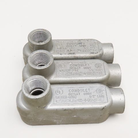 Crouse Hinds LB19 1/2" Condulet Outlet Body LB Threaded Hub Lot Of 3
