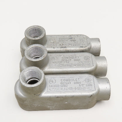 Crouse Hinds LB19 1/2" Condulet Outlet Body LB Threaded Hub Lot Of 3