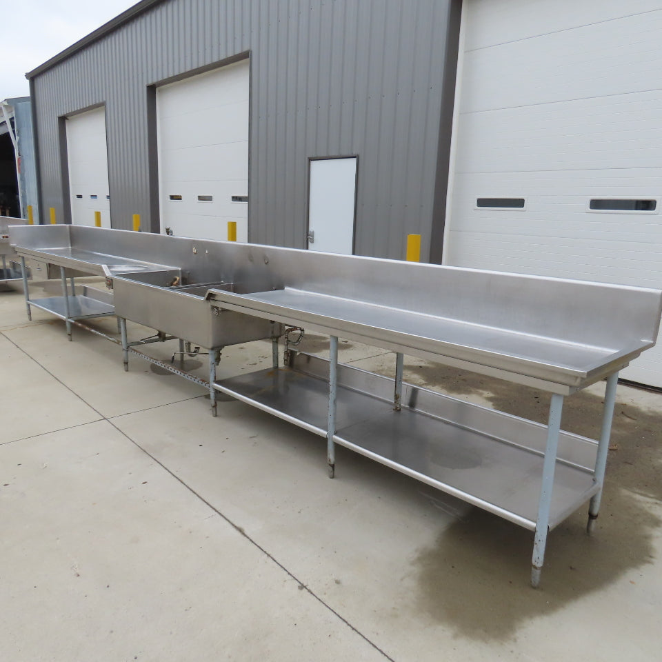 Albert Pick 276" L Stainless Steel Double Basin Commercial Prep Sink Workstation