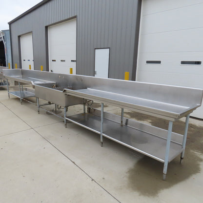 Albert Pick 276" L Stainless Steel Double Basin Commercial Prep Sink Workstation