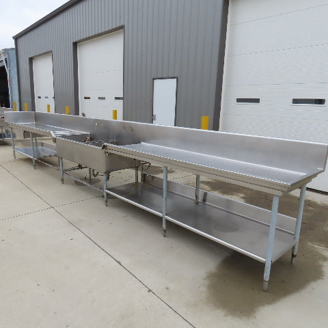 Albert Pick 276" L Stainless Steel Double Basin Commercial Prep Sink Workstation