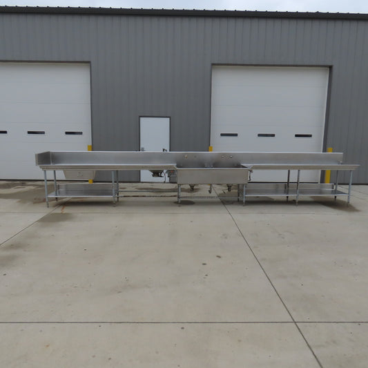 Albert Pick 276" L Stainless Steel Double Basin Commercial Prep Sink Workstation