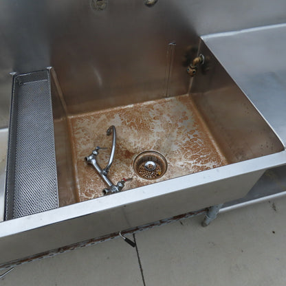 Albert Pick 276" L Stainless Steel Double Basin Commercial Prep Sink Workstation