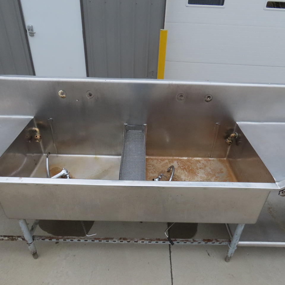 Albert Pick 276" L Stainless Steel Double Basin Commercial Prep Sink Workstation