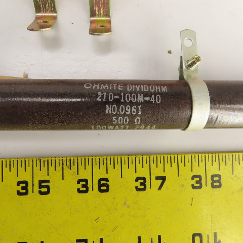 Ohmite 210-100M-40 100 Watt 500 OHMS Vitreous Enamled Resistor 6-1/2"L Lot of 3