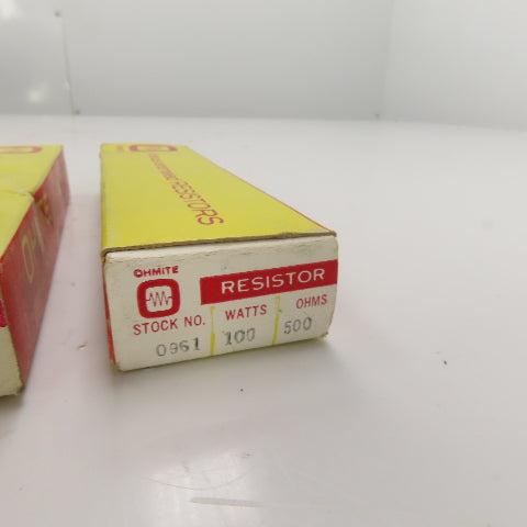 Ohmite 210-100M-40 100 Watt 500 OHMS Vitreous Enamled Resistor 6-1/2"L Lot of 3