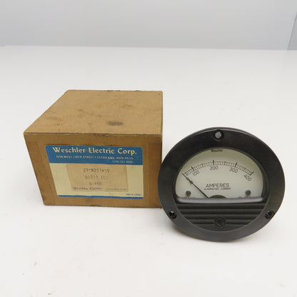 Weschler Electric 291B281A19 0-400 Amp ACA Panel Analog Ammeter