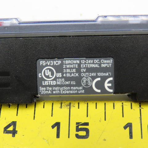 Keyence FS-V31CP Fiber Optic Amplifier W/ Cable 12-24VDC 40"