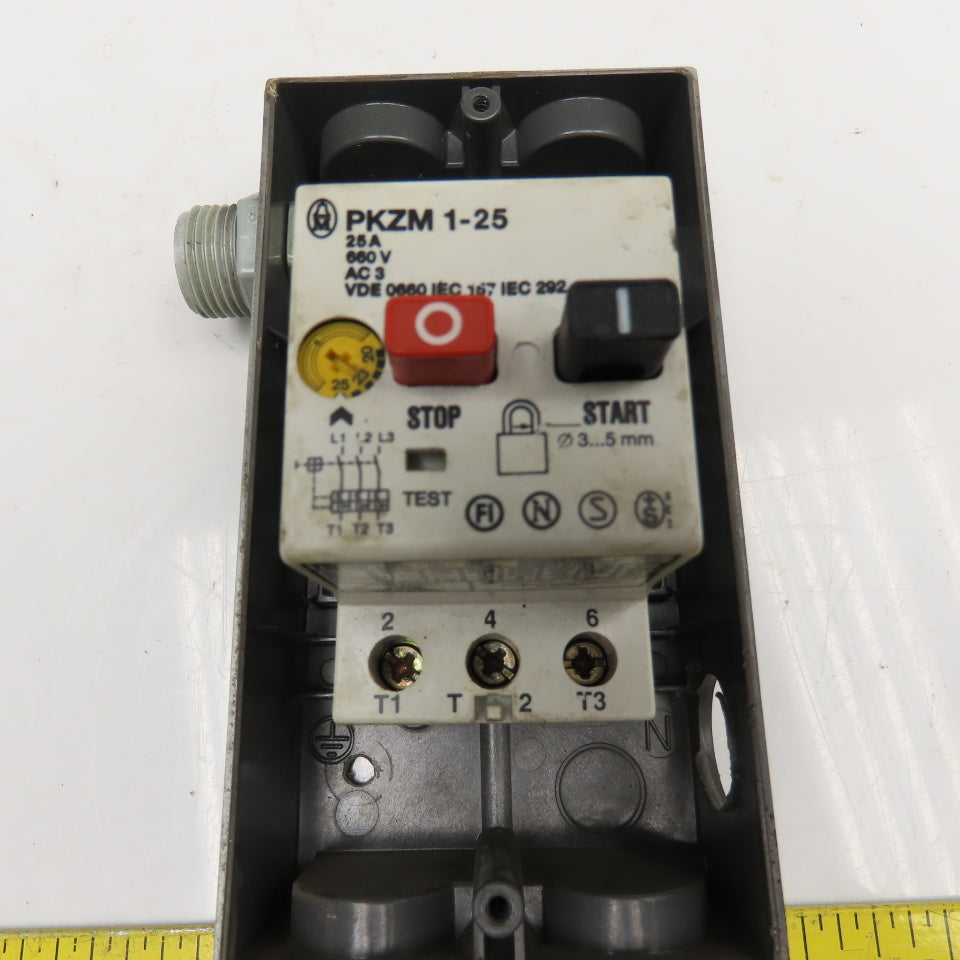 Moeller Klockner PKZM 600V 25A 20Hp Manual Motor Starter 20-25A Trip Range