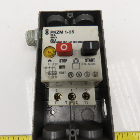 Moeller Klockner PKZM 600V 25A 20Hp Manual Motor Starter 20-25A Trip Range