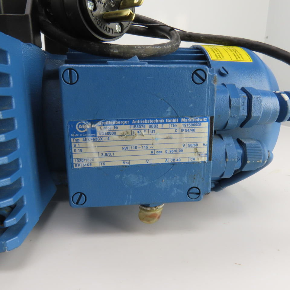 Vaccubrand MZ 2/1.9 Diaphragm Vacuum Pump 115V 1PH 0.18kW Tested