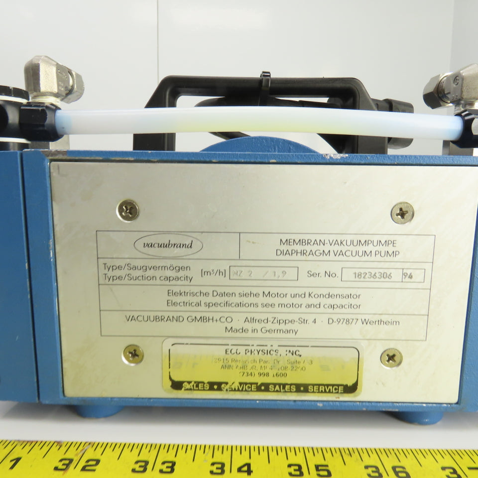 Vaccubrand MZ 2/1.9 Diaphragm Vacuum Pump 115V 1PH 0.18kW Tested