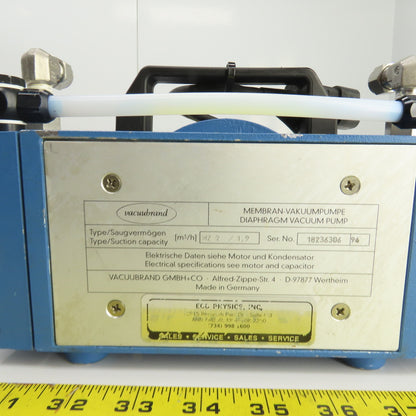Vaccubrand MZ 2/1.9 Diaphragm Vacuum Pump 115V 1PH 0.18kW Tested