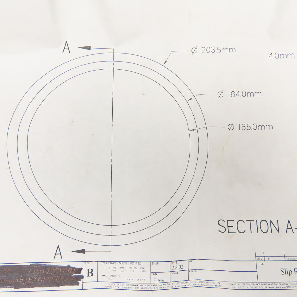 Rotogravure 165mm x 203mm x 16mm Thick Insulator Ring 4mm Step