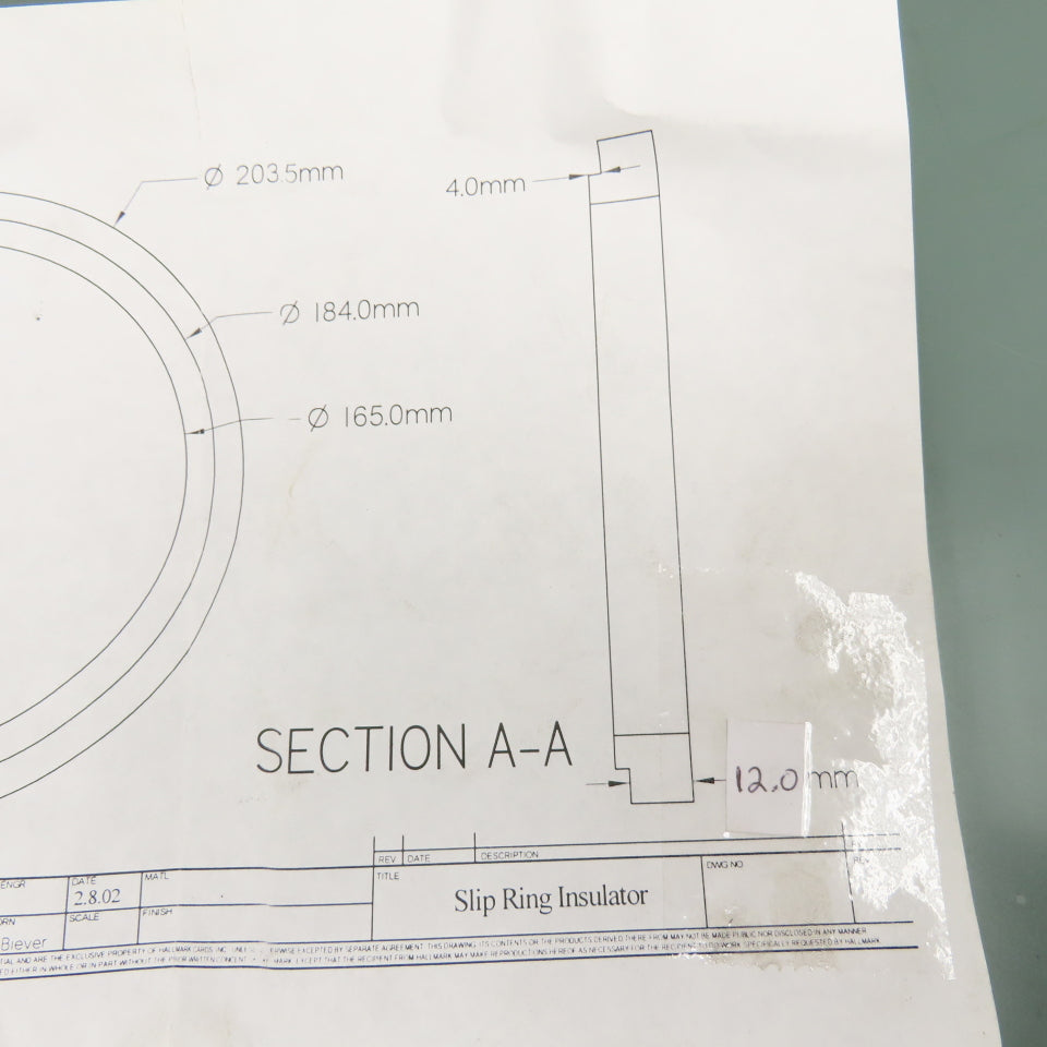Rotogravure 165mm x 203mm x 16mm Thick Insulator Ring 4mm Step