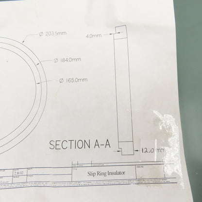 Rotogravure 165mm x 203mm x 16mm Thick Insulator Ring 4mm Step