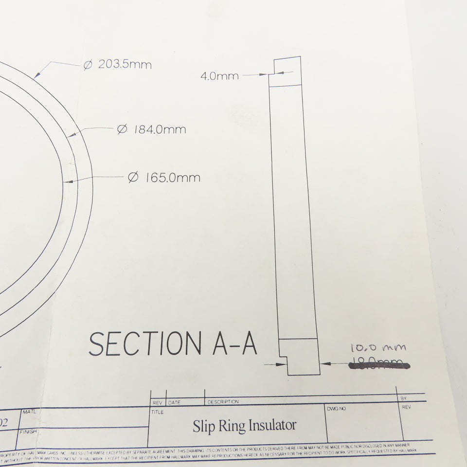 Rotogravure 165mm x 203mm x 16mm Thick Insulator Ring 4mm Step