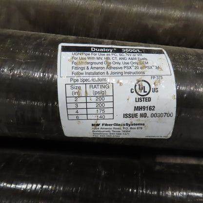 Dualoy 3000/L 3000/LCX 11 Misc Sizes Of Underground Fuel Fiberglass Pipe 2" - 4"