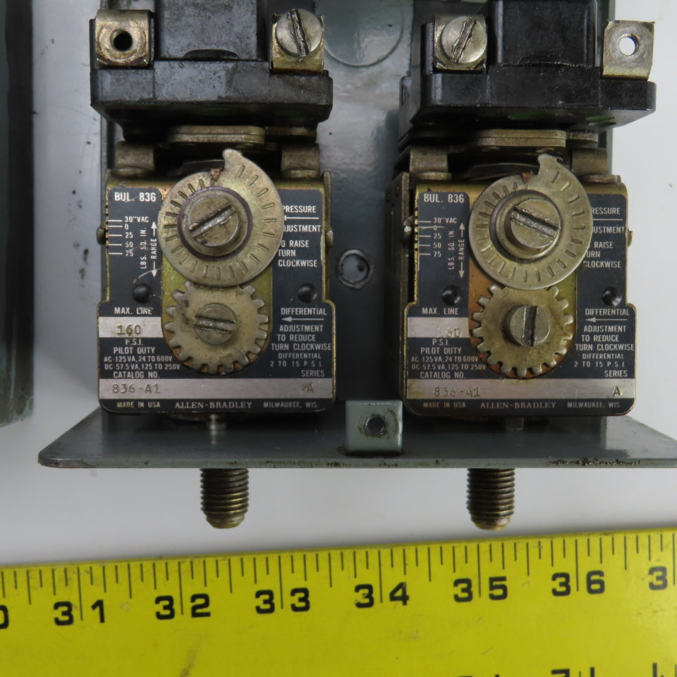 Allen Bradley 836-A1 Ser A Dual Pressure Control Switch Assembly 160PSI 600V