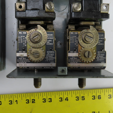 Allen Bradley 836-A1 Ser A Dual Pressure Control Switch Assembly 160PSI 600V